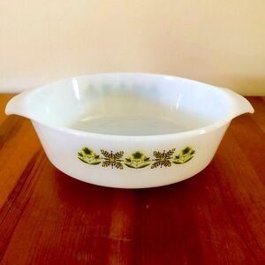 Vintage Anchor Hocking Fire King Meadow Green Casserole
